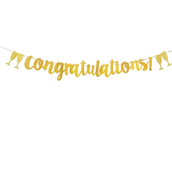 Congratulations Banner,Perfect Sign Banner for Birthday,Wedding Anniversary,Graduation,Retirement Party Decorations Supplies(Gold).