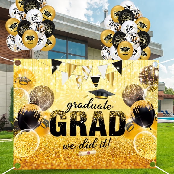 Congratulations Banner for Prom Class of 2026 Graduation Party Decoration Congrats Grad Party Favors Backdrop Balloons with Grommets Design 4
