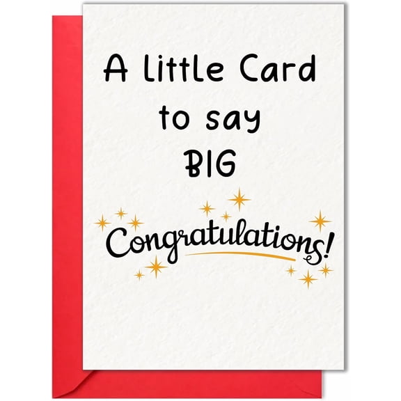 Congratulations Card "A Little Card to Say BIG Congratulations!" Stylish Design with Red Envelope, Blank Inside for Personal Messages Perfect for Graduations, Promotions, and Celebrations