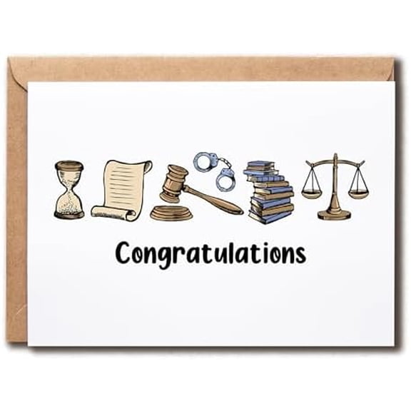 Congratulations Card - Card For Law Student - New Lawyer Congrats Card - Graduation Greeting Card - Lawyer Congrats Card, White$$Office