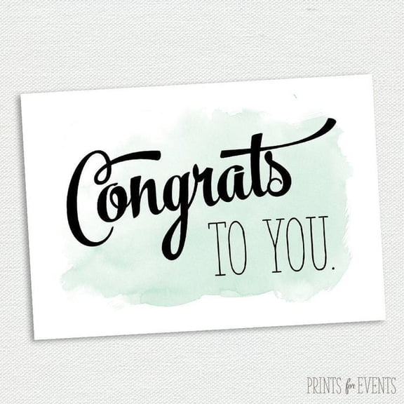 Congratulations Card  Elegant Calligraphy Design  Cheerful Green Watercolor Background  Perfect for Graduations, Promotions, Birthdays, or Any Achievement