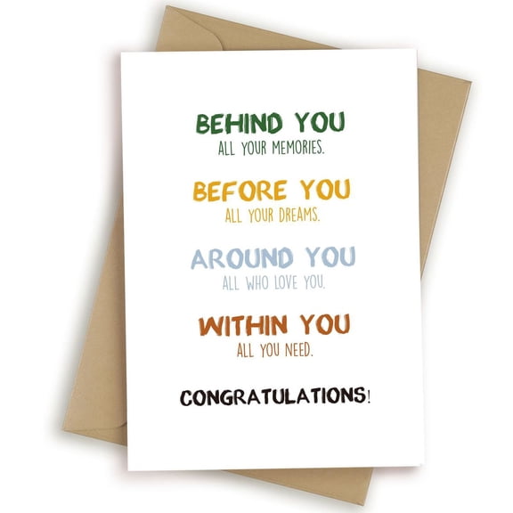 Congratulations Card - Inspirational Quote Design  Perfect for Graduations, Achievements, New Beginnings  Includes Envelope, Blank Inside for Personal Messages