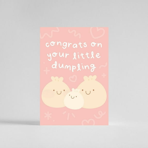 Congratulations Card for New Baby – “Congrats on Your Little Dumpling” Cute Design – Blank Inside, Perfect for Baby Showers, New Parents, or Celebrating New Arrivals