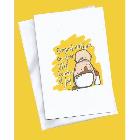 Congratulations Card for New Baby "Congratulations on Your Little Bundle of Joy" Design Envelope Included, Blank Inside Perfect for Baby Showers or New Parents