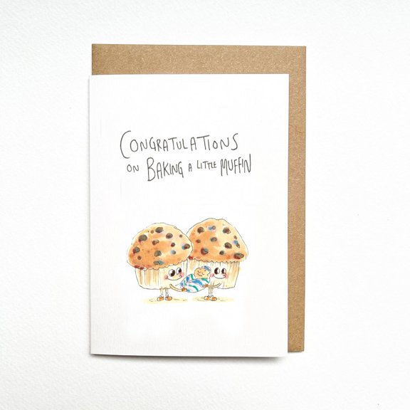 Congratulations Card for New Parents Congratulations on Baking a Little Muffin Cute Muffin Design Envelope Included, Blank Inside Perfect Baby Shower, New Arrival Gift