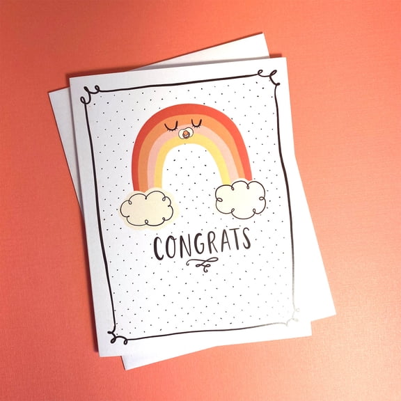 Congratulations Card with Rainbow Design – Cute and Cheerful Greeting for Celebrations – Blank Inside, Envelope Included – Perfect for Graduations, Promotions, and Milestones