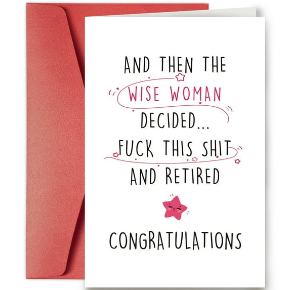 Congratulations Card for Retirement – Fun and Sassy “Wise Woman Decided to Retire” Design – Ideal for Sending Best Wishes to Colleagues and Friends