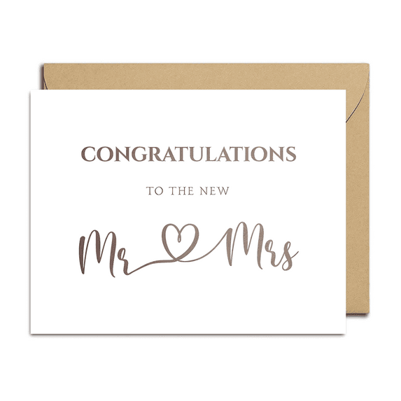 Congratulations Card for the New Mr. and Mrs. – Elegant Wedding Card with Envelope – Perfect for Newlyweds and Bridal Showers