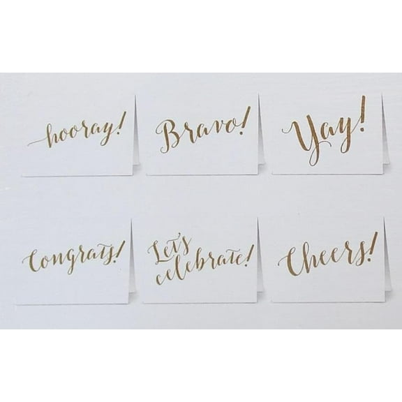 Congratulations Cards Perfect for Graduation Greeting Cards - 6 Gold Congrats Words with Envelopes