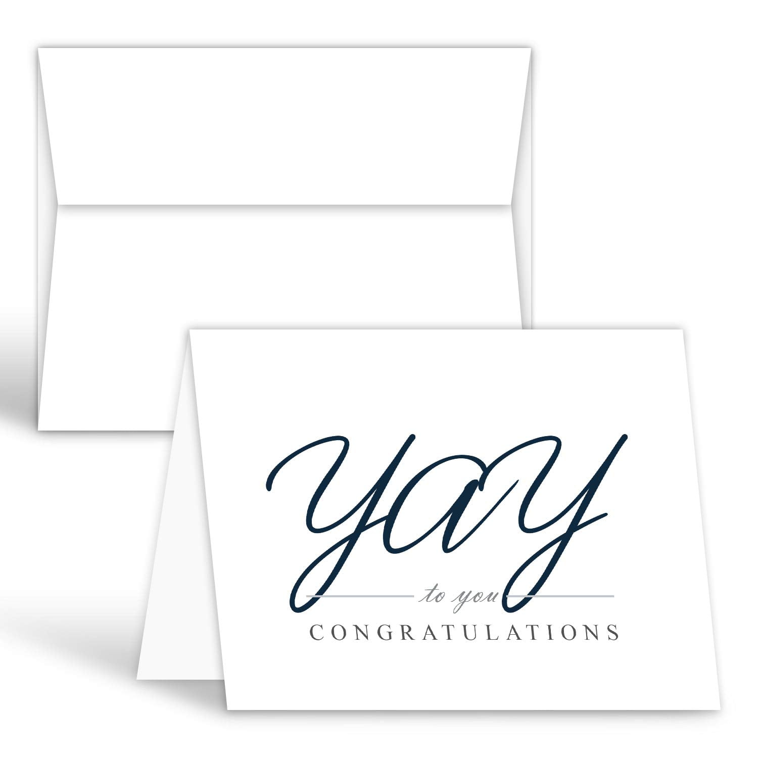 Congratulations Cards With Envelopes - White Blank Interior - Card Size: 4.25” x 5.5” When Folded | 25 Congrats Cards and 25 Envelopes Per Pack (Yay)