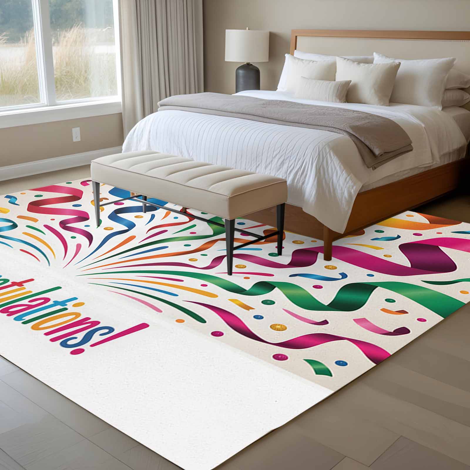 Celebration Rug Congratulations Celebration 6x9 Rug for Dining Room Table and Chair ...