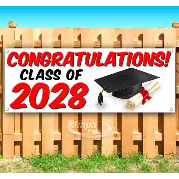 Congratulations! Class Of 2028 13 oz Vinyl Banner With Metal Grommets