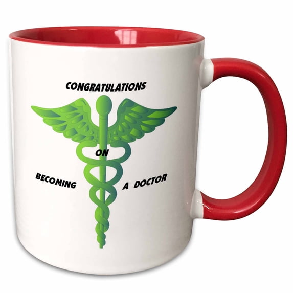 3drose, Congratulations Doctor, 15oz Two-tone Red Mug