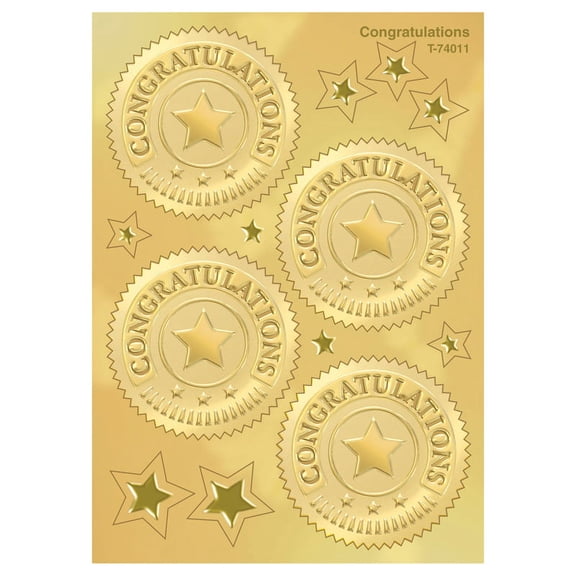 (Price/PK)Trend Enterprises T-74011 Congratulations Gold Award Seals - 32/Pk