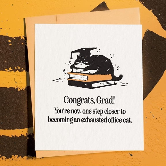 Congratulations Grad Card Cute Cat Graduate Design Funny Congrats for New Grads Blank Inside for Personal Messages