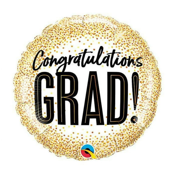 Congratulations Grad Gold Glitter Dots 18 Inch Foil Mylar Balloon [82287]