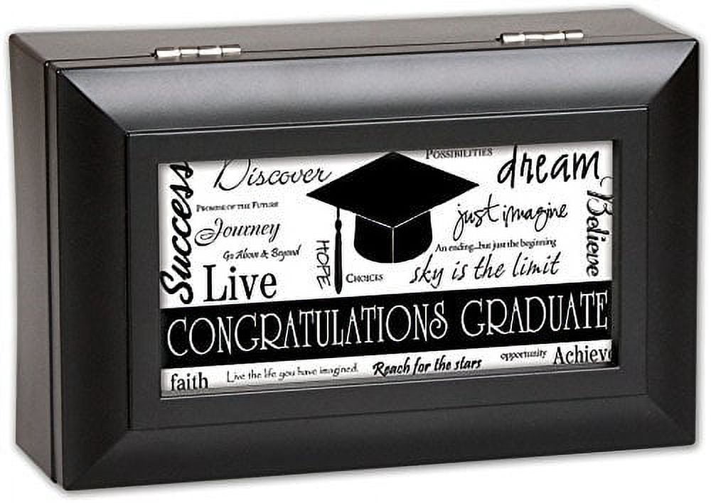 Congratulations Graduate Black Graduation Musical Jewelry Box Plays Wonderful World
