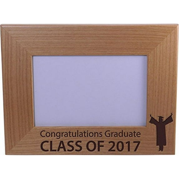 Congratulations Graduate Class Of 2017 - Wood Picture Frame Holds 4x6 Inch Photo - Great Gift for recent college or high school graduates