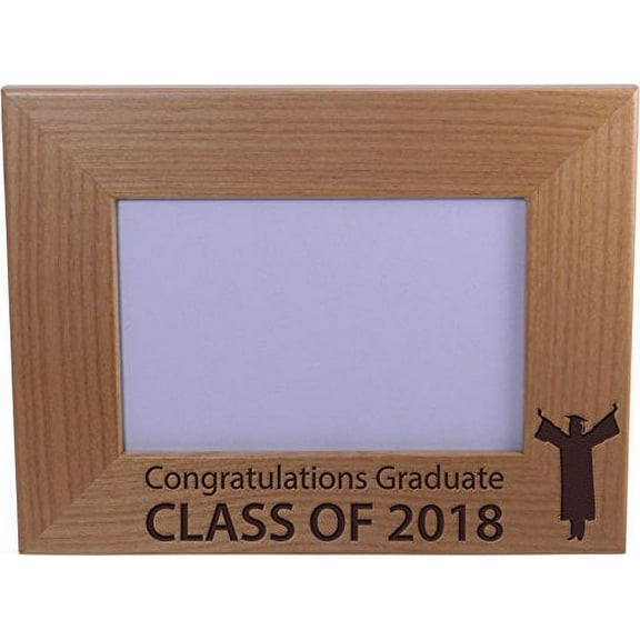 Congratulations Graduate Class Of 2018 - Wood Picture Frame Holds 4x6 Inch Photo - Great Gift for recent college or high school graduates 2018