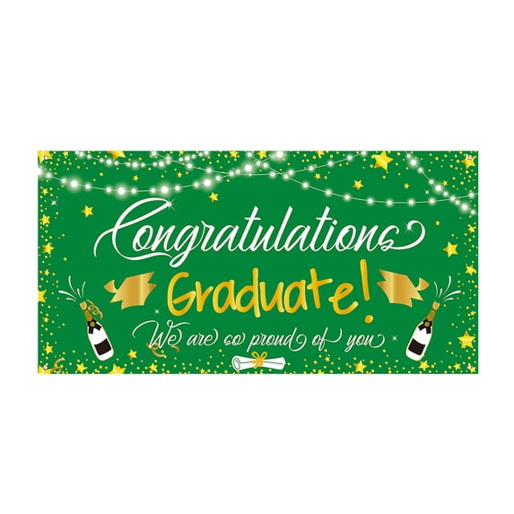 Congratulations Graduation Backdrop Banner, Large Party Decor for Grad Celebration and Photo, Prom Decoration Supplies for Event Background -70 x 38 inch, Green