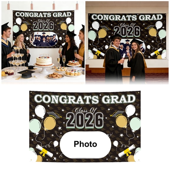 Congratulations Graduation Background Banner for Class of 2026 Red Party Photo Booth Backdrop Perfect for High School and College Graduation Celebrations CA