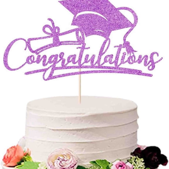 Congratulations Graduation Cap Cake Topper Glitter Grad Cap Cake Decor 2026 Graduation Party Cake Pick For High School College Senior Graduation Celebration Cake Decoration