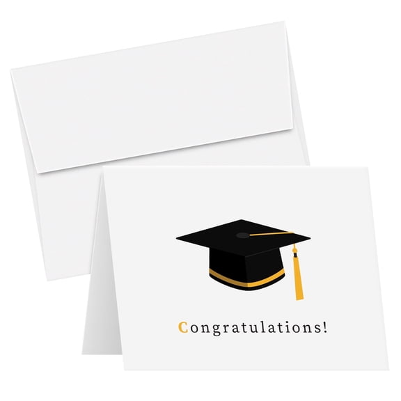 Congratulations! Graduation Greeting Cards and Envelopes  Class of 2026 Graduates, Appreciation, Celebratory Congrats Fold Over Greetings | (A2 Size) 4.25 x 5.5 | 25 per Pack