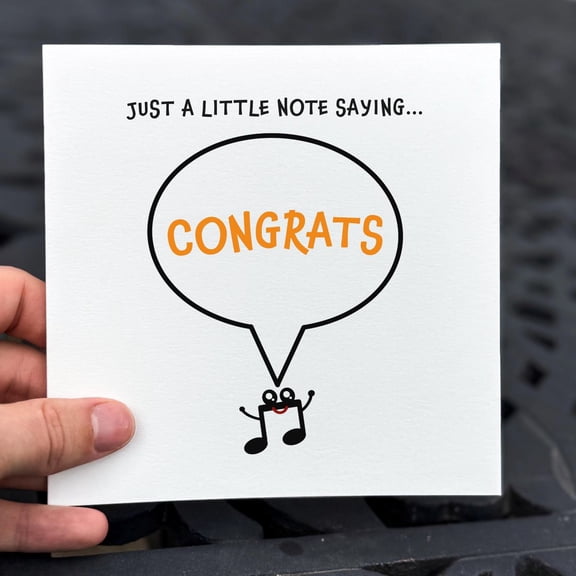 Congratulations Greeting Card Just a Little Note Saying "Congrats" Cute Character Design Blank Inside, Envelope Included Perfect for Celebrations and Well Wishes