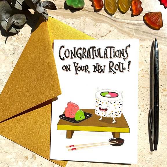 Congratulations on Your New Roll Card, Cute and Funny Handmade Congrats, New or First Job, Work, Office Promotion for Boss, Co-worker, Colleague, Friend, Husband, Wife, Son, Daughter$$Office