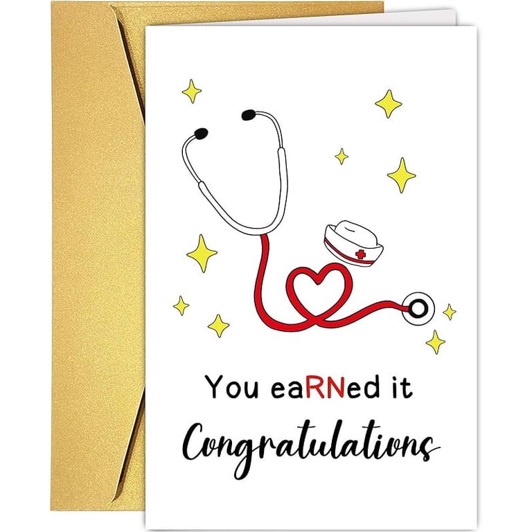 Congratulations Nursing Graduation Card  "You eaRNed it" Stethoscope  Design  Envelope Included, Blank Inside  Ideal Gift for Nurses and Nursing  Students - Walmart.com