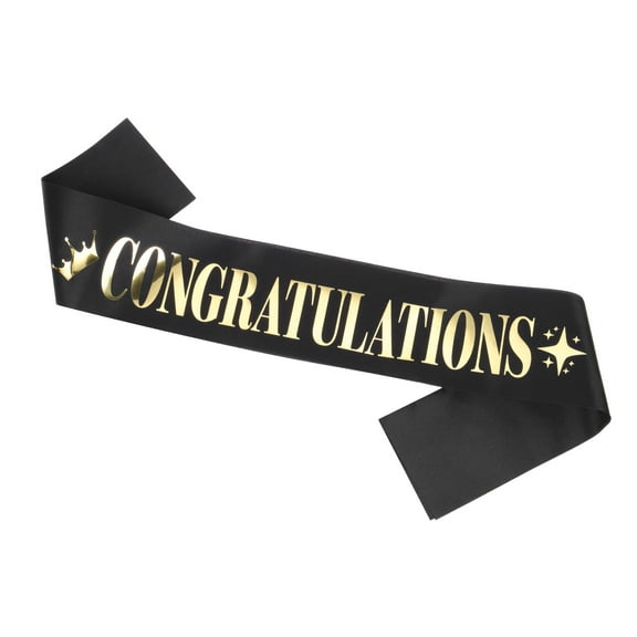 Congratulations Sash for Women Graduation Party Birthday Decor Black Gold