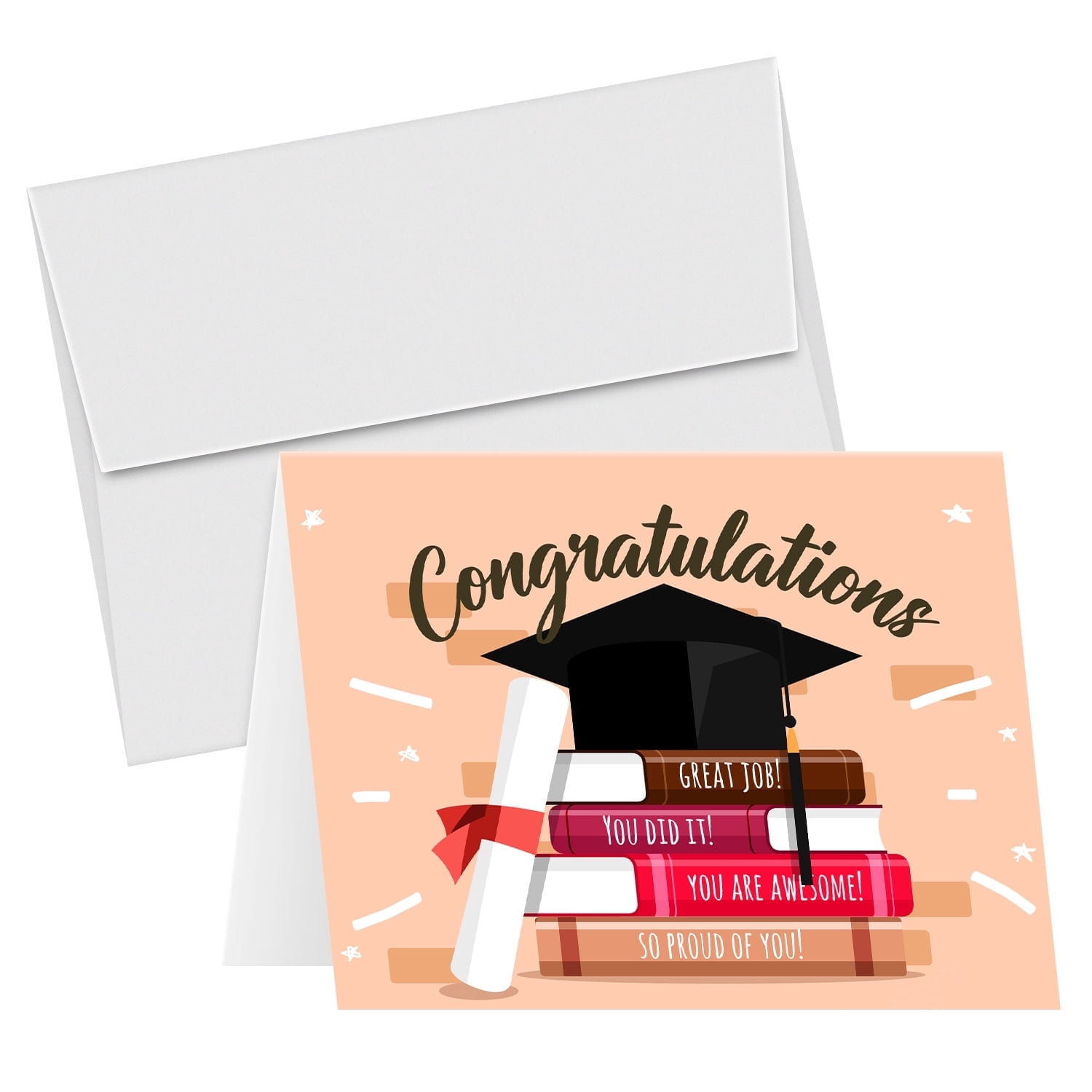 Congratulations, You Did It, Great Job, So Proud of You Graduation Greeting Cards and Envelopes – Class of 2026 Graduates Celebratory Fold Over Greetings | (A2 Size) 4.25 x 5.5” | 25 per Pack