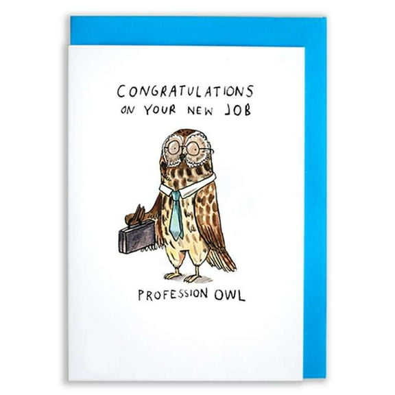 Congratulations on Your New Job Owl Card Funny Profession Owl Design Ideal for New Job Celebrations Envelope Included, Blank Inside