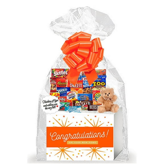 Congratulations on your new Home Thinking of You Cookies, Candy & More Care Package Assortment Variety Gift Box Bundle Set