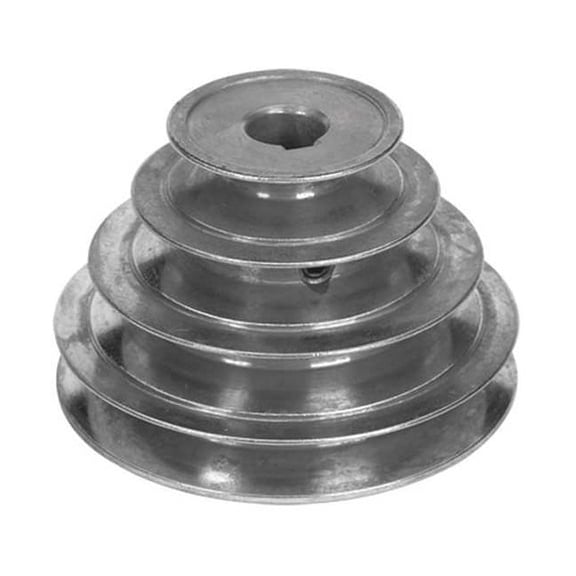 1 in Fixed Bore 4 Groove Stepped V-Belt Pulley 2 in, 2.62 in, 3.37 in, 4 in OD