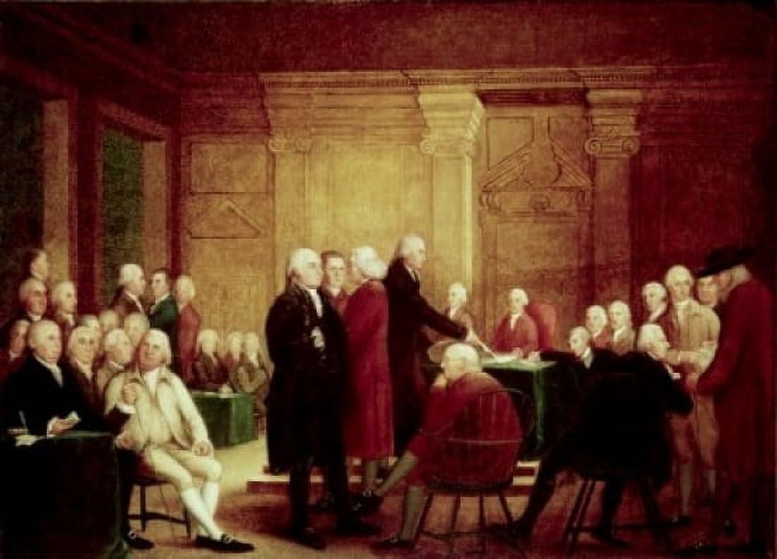 Congress Voting Independence Robert Edge Pine and E Savage(18th C) Oil on canvas Canvas Art - Robert Edge Pine and E Savage (24 x 36)