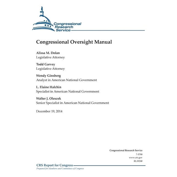 Crs Reports: Congressional Oversight Manual (Paperback)
