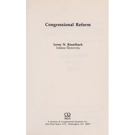 Pre-Owned Congressional Reform (Paperback) 9780871873859