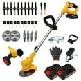 thumbnail image 1 of Conhome 650W Weed Trimmer Cordless, Electric Lawn Edger Grass Brush Cutter, 2 Battery Grass Cutting Machine with Upgraded Wheels, 3 in 1 Battery Powered Weed Wacker with 3 Types Blades Yellow, 1 of 1