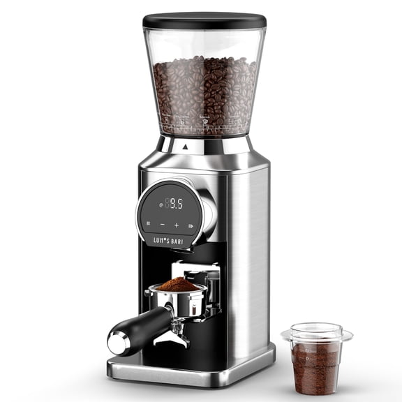 Conical Burr Coffee Grinder with 40mm Stainless Steel Burr, 34 Grind Settings & Anti-Static, Electric Espresso Grinder for Home Use Perfect for Espresso, Drip Coffee, French Press & Cold Brew, Silve
