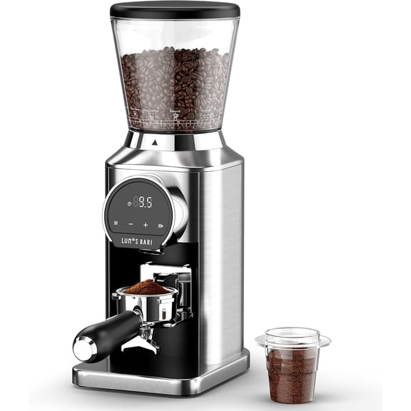 Conical Burr Coffee Grinder with 40mm Stainless Steel Burr, 34 Grind Settings & Anti-Static, Electric Espresso for Home Use Perfect Espresso, Drip Coffee, French Press Cold Brew, Silver