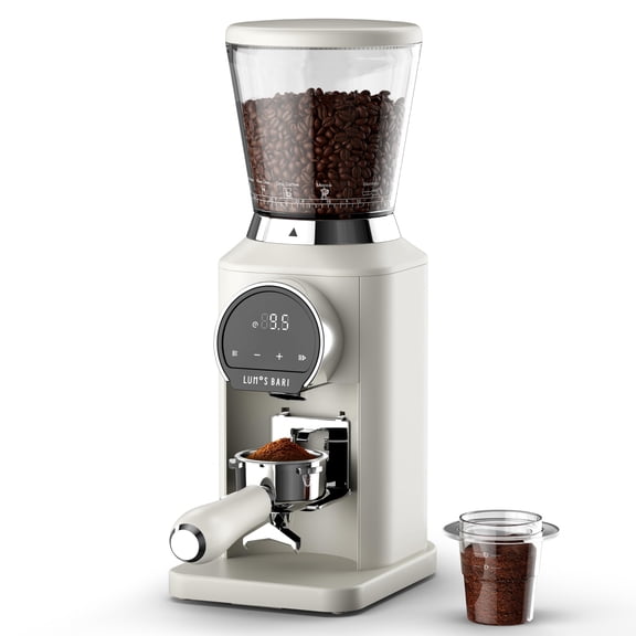 Conical Burr Coffee Grinder with 40mm Stainless Steel Burr, 34 Grind Settings Anti-static, Electric Espresso Grinder for Home Use Perfect for Espresso, Drip Coffee, French Press & Cold Brew, White