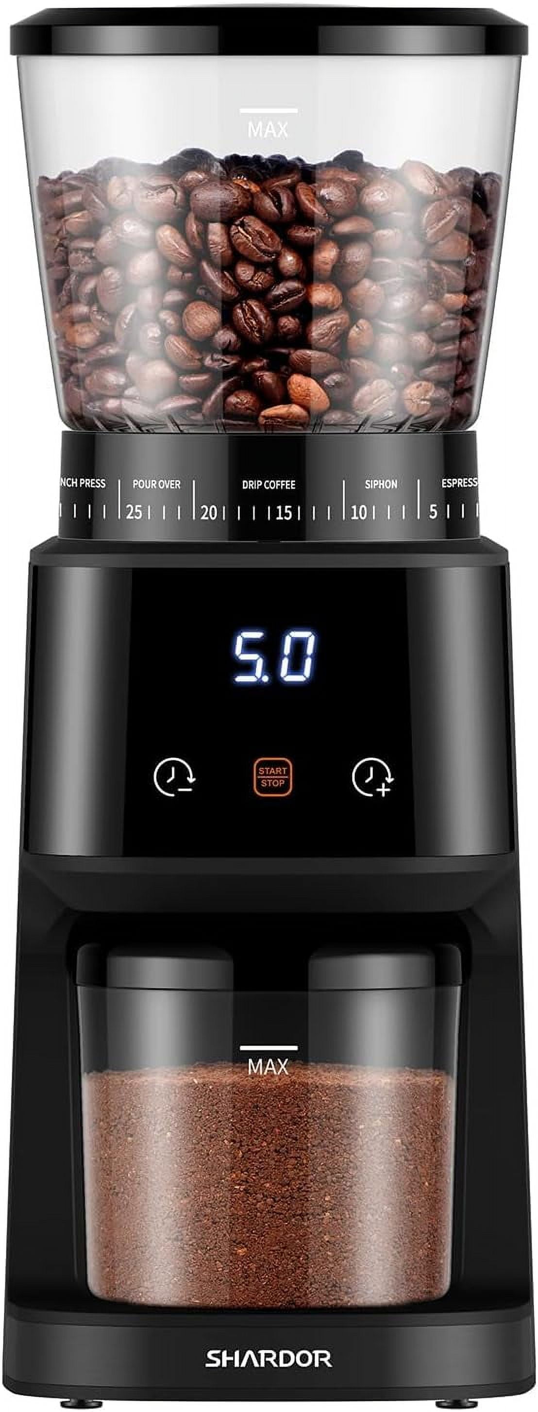 Conical Burr Coffee Grinder with Digital Timer Display, Electric Coffee
