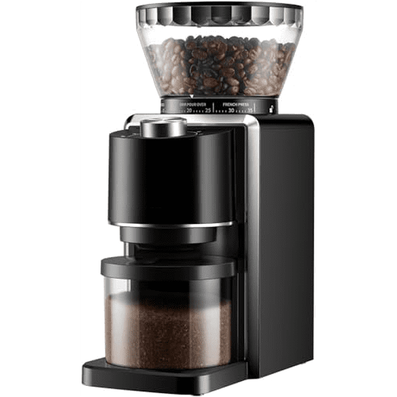Conical Burr Coffee Grinder, Electric Coffee Bean Grinder for Precise Grinding, 35 Settings, 212 Cup Selector, Anti-Static Design for Home Use, Black$$Home Decor, Kitchen, & Other