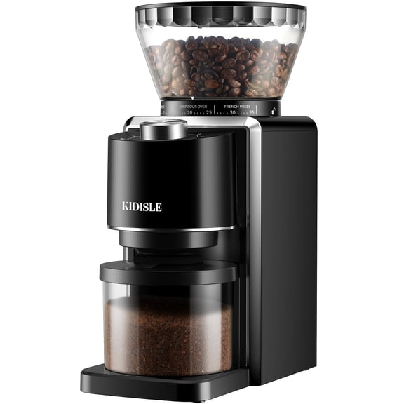 Conical Burr Coffee Grinder, Electric Coffee Bean Grinder for Precise Grinding, 35 Settings, 212 Cup Selector, Anti-Static Design for Home Use, Black