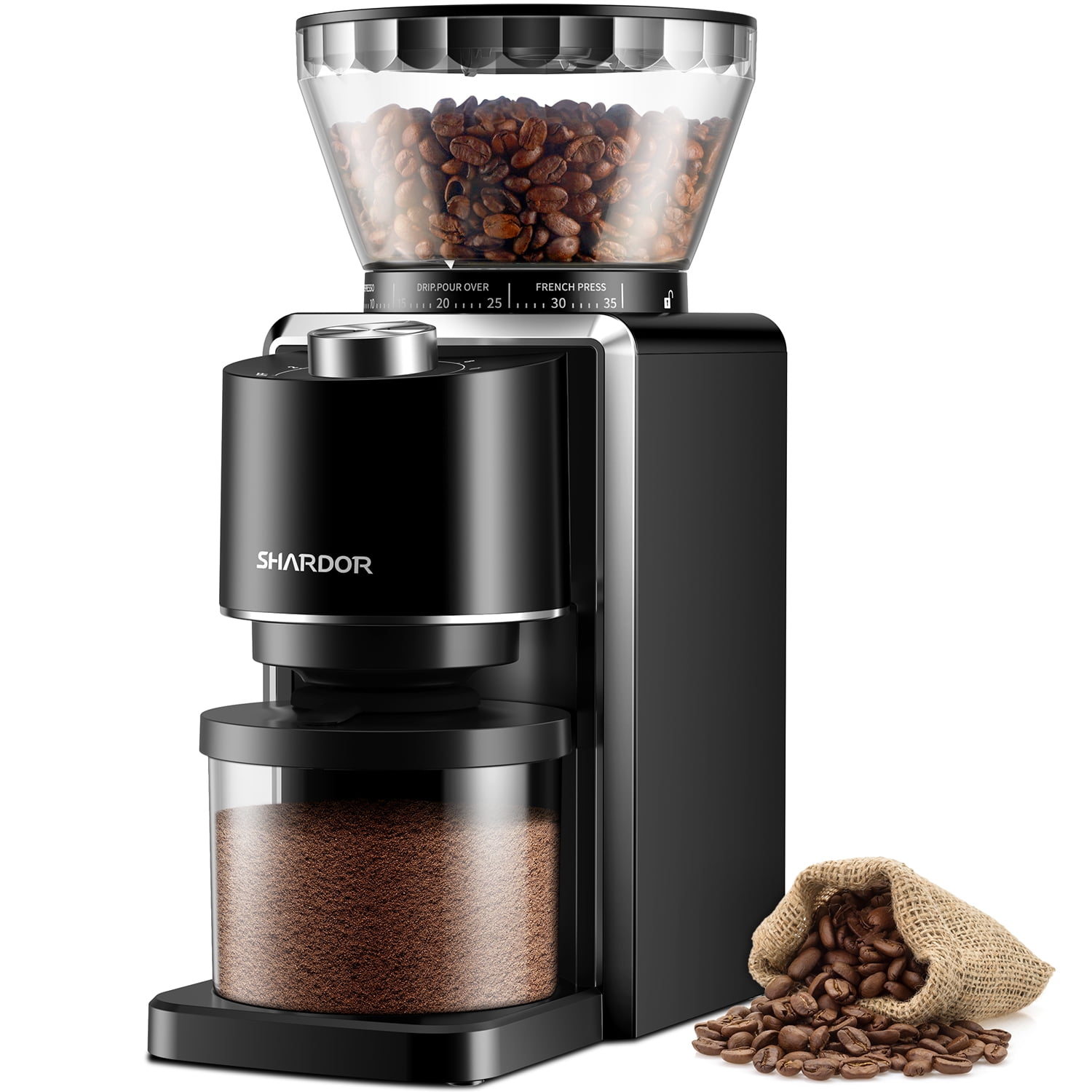 YaeMarine Professional Electric Coffee Grinder Coffee Bean Powder Grinding  Machine Coffee Grinder Mill Grinder Thickness Adjustable (Black)