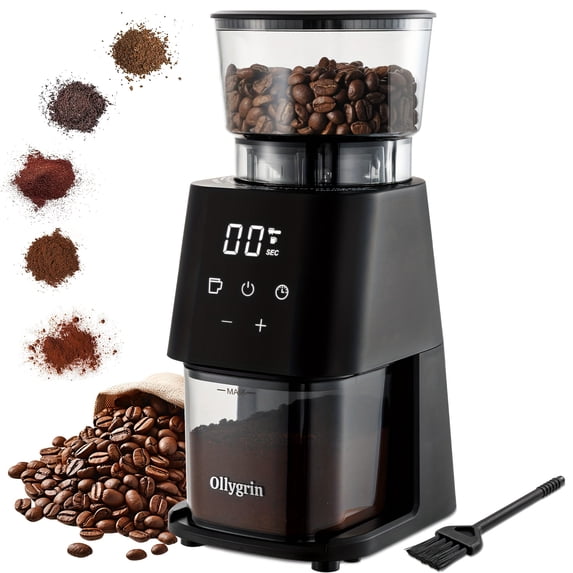 Conical Burr Coffee Grinder with Touch Panel, Adjustable Coffee Bean Grinder with 30 Grinding Settings, 2-12 Cups for Espresso, French Press & Drip Coffee