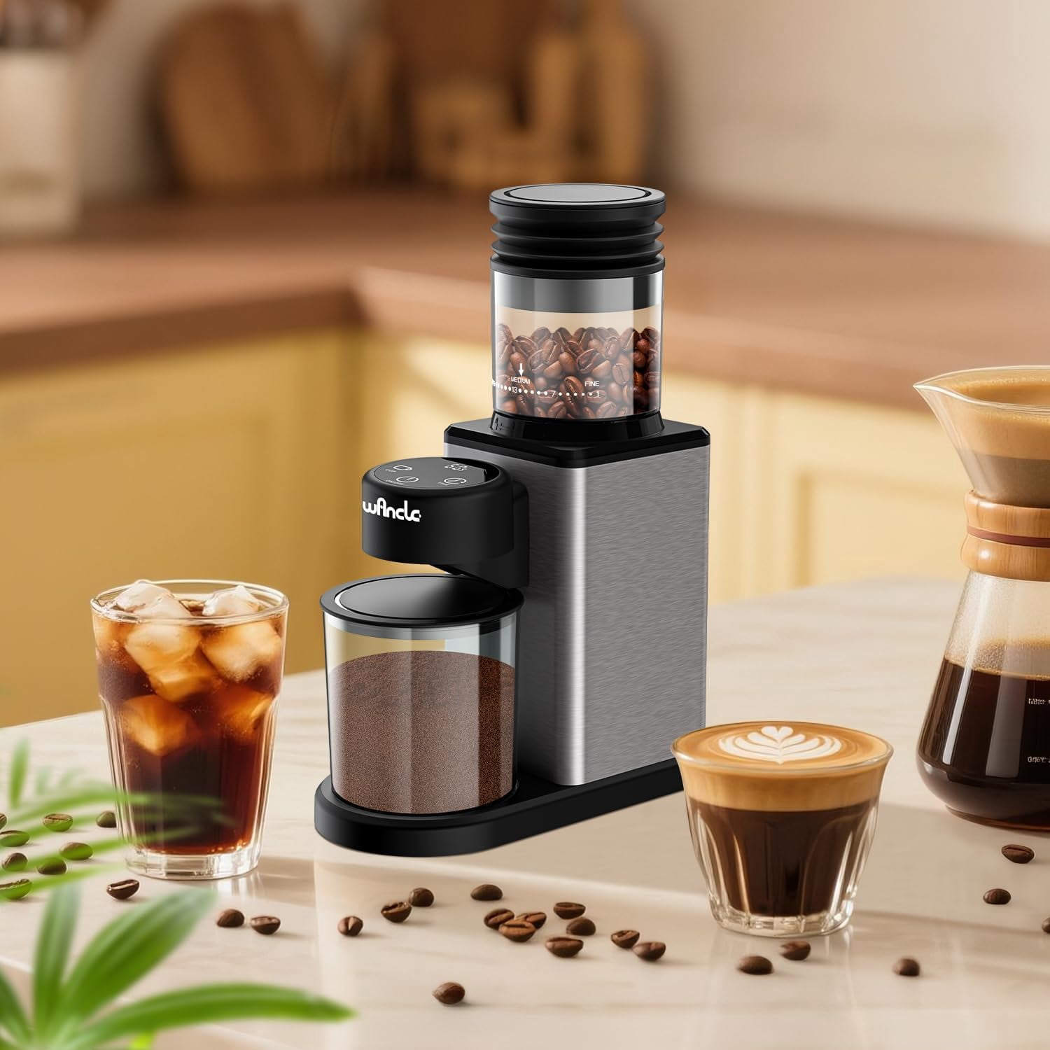 Conical Burr Electric Coffee Grinder with Touchscreen - 25 Settings, Precision Timer, Anti-Static Stainless Steel