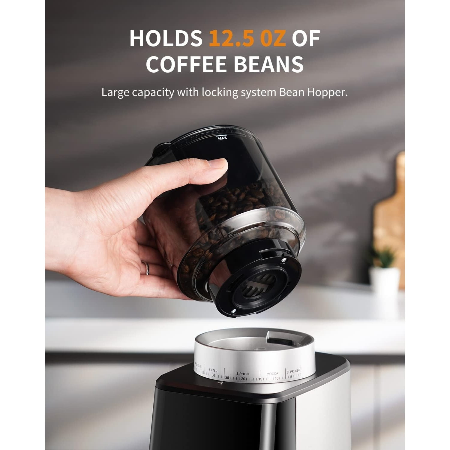 Conical Burr Espresso Coffee Grinder Electric with Precision Timer 2.0, Touchscreen Adjustable Burr Mill with 51 Precise Settings for Home Use, Anti-static, Stainless Steel