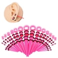 thumbnail image 1 of Conical Ear Expander - 50 Pieces Acrylic Tapers and Plugs with Silicone Tunnels, Ear Gauges Stretching Kit for Body Piercing Jewelry, Party, Birthday, Christmas, Halloween, Thanksg Makeup Organizers, 1 of 9